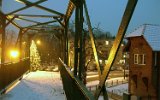 Fußgängerbrücke und Stellwerk, Bahnhof Wolsztyn 2006